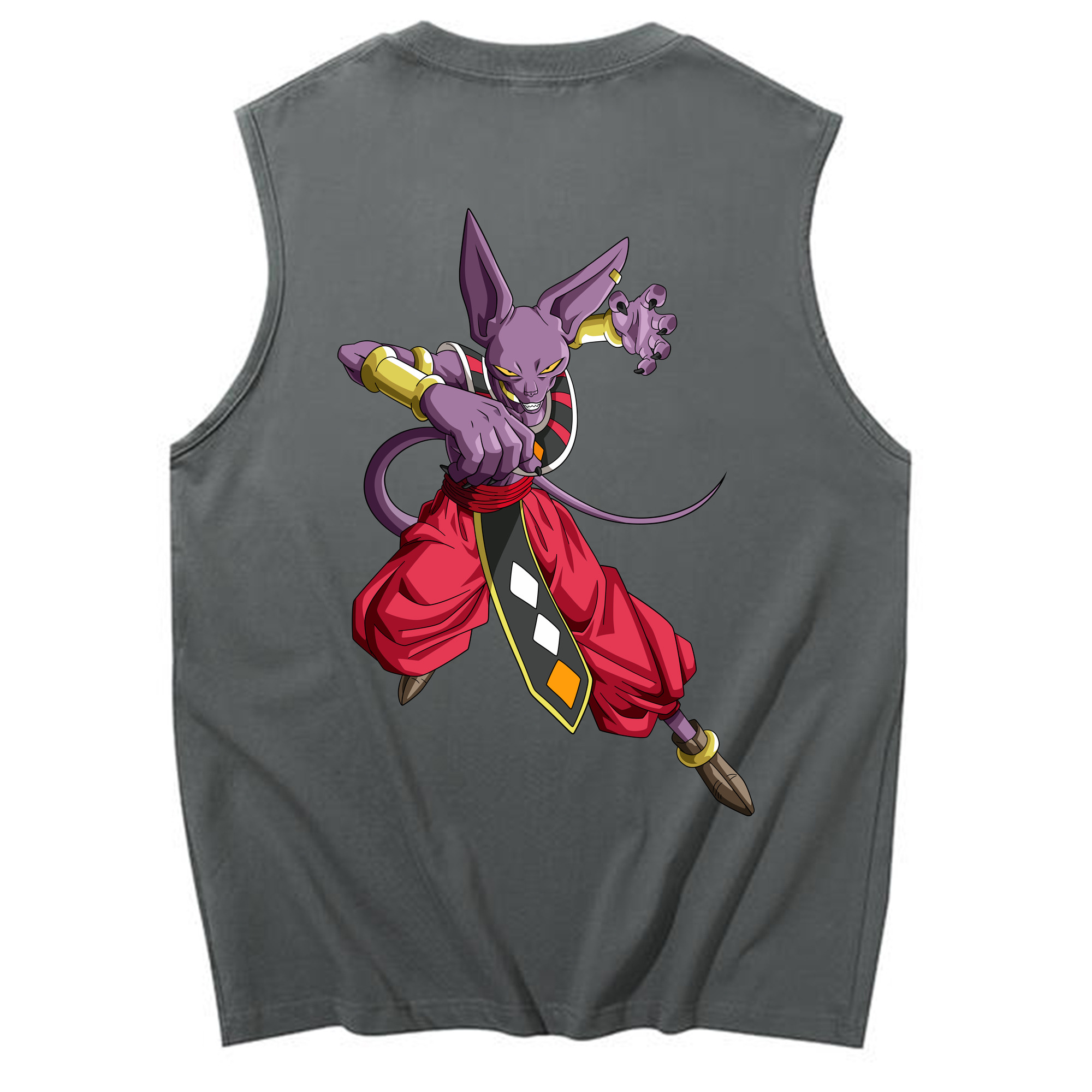 （画像用） ドラゴンボール ビルス 破壊神ビルス DRAGON BALL Beerus Birusu コットン100％タンクトップ（背面プリント）